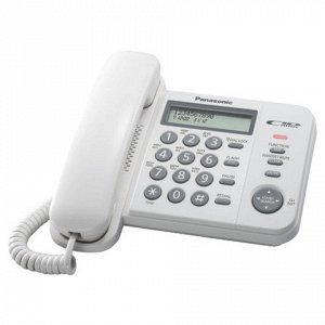 Телефон PANASONIC KX-TS2356RUW, белый, пам 50 ном, АОН, ЖК д