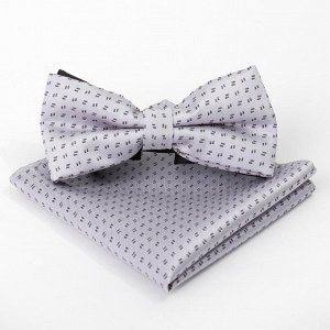 Набор мужской: галстук-бабочка 12х6, платок 21х21, серый, п/э