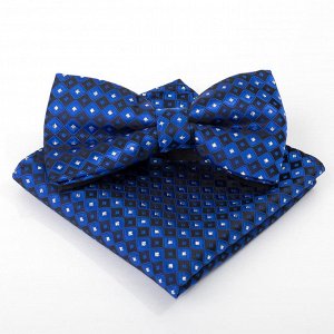Набор мужской: галстук-бабочка 12х6, платок 21х21, синий, п/э