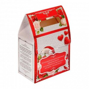Подарочный набор в пакете "Любви и счастья": морская соль 750 г (роза), бурлящий шар (клубника)