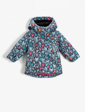 Длинное пальто с капюшоном для маленьких девочек и эластичными манжетами