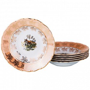 Набор суповых тарелок из 6 шт."золотая охота" диаметр=23 см.