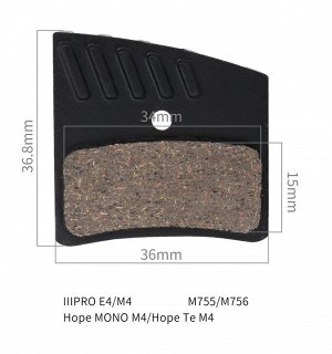 Тормозные колодки IIIPRO металл. M755 M756 DEORE Mono M4 HOPE M4. с радиаторами
