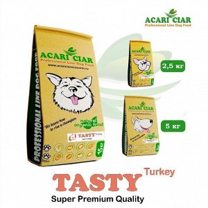 ACARI CIAR TASTY TURKEY ADULT с мясом ИНДЕЙКИ и филе РЫБЫ, для взрослых крупных, средних и мелких собак всех пород, 2.5 кг