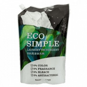 Концентрированный гель "Eco simple" для стирки белья (без красителей, ароматизаторов, отбеливателей, антибактериальных компонентов) 1200 мл, сменная упаковка с крышкой / 9