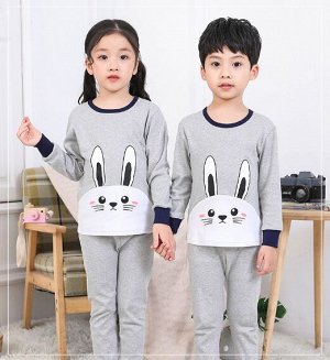 Пижама детская, цвет серый, принт заяц