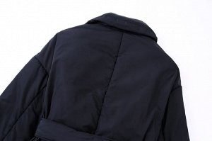 Женская короткая куртка с поясом, цвет черный