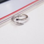 Кольцо &quot;гвоздь&quot; из стали со стразами, покрытие: посеребрение, р-р 17, арт. 008.306