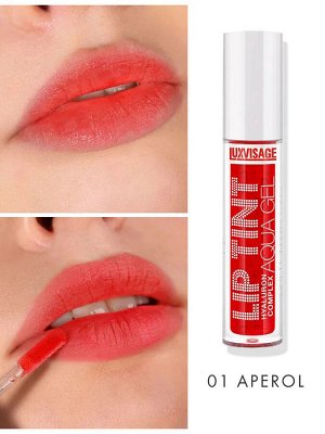 LuxVisage Тинт для губ с гиалуроновым комплексом  LIP TINT AQUA GEL hyaluron complex тон 01 Aperol 3.4г