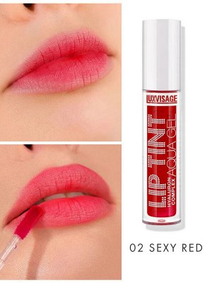 Тинт для губ с гиалуроновым комплексом LUXVISAGE LIP TINT AQUA GEL hyaluron complex тон 02 Sexy Red  3.4г