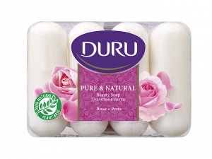 Мыло туалетное Duru Purе&Natural, 4*85 г, Роза