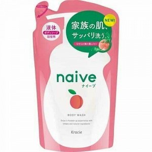 16961kr "Naive" Мыло жидкое для тела с экстрактом листьев персикового дерева, 380 мл, смен.уп