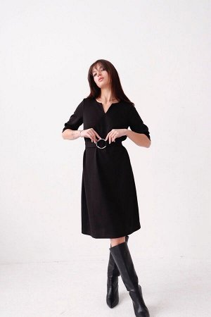 Платье с поясом на кольцах чёрное