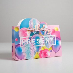 Пакет подарочный «Present», 30 × 23 × 10 см