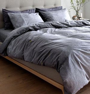 Комплект постельного белья PREMIUM Мятый ЛЕН цвет Серый 2 спальный