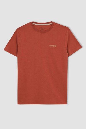 Хлопковая футболка Slim Fit с круглым вырезом и принтом