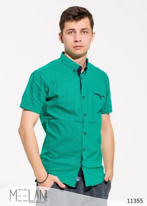 Мужская рубашка короткий рукав Трофи зеленый