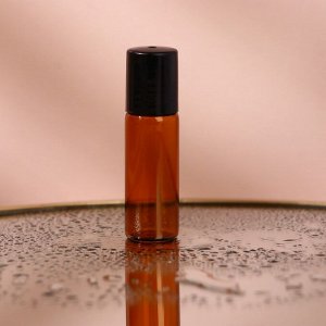 Флакон стеклянный для парфюма, со стеклянным роликом, 5 мл, цвет коричневый/чёрный