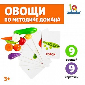 Обучающий набор по методике. Домана «Овощи»: 9 карточек + 9 овощей, счётный материал