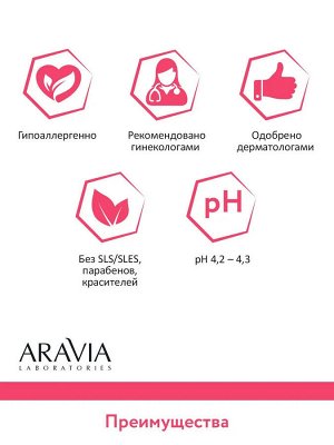 Aravia Успокаивающий гель для интимной гигиены для ежедневного ухода Sensitive Intimate Gel, 200 мл. Аравия
