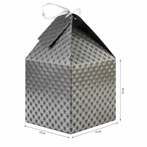 Дизайнерская подарочная коробка Premium из крафт-бумаги, размер 13х13х13 см, тиснение серебряной фольгой