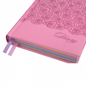 Записная книжка, формат А6+, 120 листов, твёрдый переплёт с поролоном, матовая ламинация, тиснение розовой фольгой