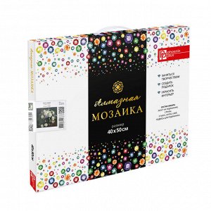 Набор для творчества Алмазная мозаика, БУКЕТ И КНИГИ, 40*50 см, 23 цветов страз, картонная коробка с ручкой