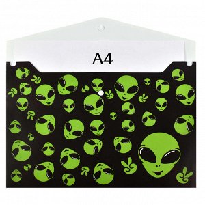 Папка для школьных тетрадей пластиковая, формат А4, 180 мкм, чёрный+зелёный