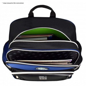 Рюкзак школьный, 29х38х14 см, полиэстер, резиновая нашивка, шелкография, 2 отделение (-я)