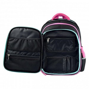 Рюкзак школьный, 29х38.5х13.5 см, полиэстер, аппликация из искусственного меха, вышивка, 2 отделение (-я)