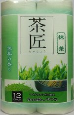 FUJIEDA SEISHI Туалетная бумага двухслойная, аромат зеленого чая 25 м, 12 рулонов