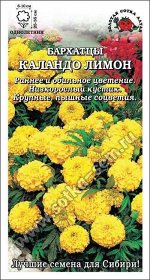 Цветы Бархатцы Каландо Лимон ЦВ/П (Сотка) 0,2гр однолетник прямостоячие 25-35см