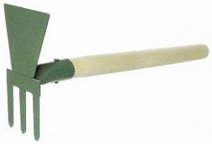 Рыхлитель комбинированный с деревяной ручкой  (Мотыжка+Прямой зуб)