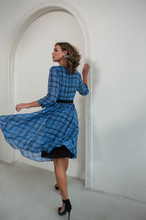 Феллини, шифоновое платье с контрастной отделкой и летящей юбкой, 2 цвета