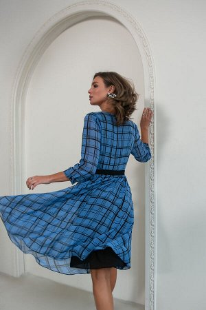 Феллини, шифоновое платье с контрастной отделкой и летящей юбкой, 2 цвета