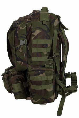 Тактический рюкзак US Assault камуфляж Woodland (35-50 л) (CH-016) №25 - Полоски M.O.L.L.E. на переднем нижнем кармане и по бокам рюкзака позволяют крепить различные подсумки. 4 полоски по 5 ячеек спе