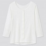 UNIQLO - хлопковая футболка с потайными застежками - 00 WHITE