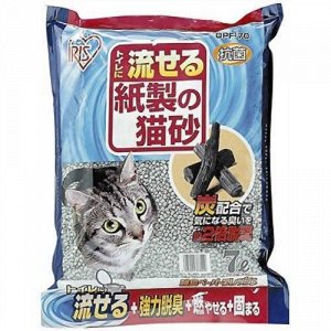 Бумажный наполнитель для кошачьего туалета IRIS с углем