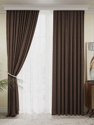Комплект штор  КАНВАС (эффект замши) цвет коричневый: 2 шторы по 150 см