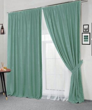 Комплект штор  КАНВАС (эффект замши) цвет зелень: 2 шторы по 150 см