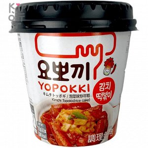 Yopokki Cup Kimchi Topokki - Рисовые клецки со вкусом чеснока и соуса терияки 115гр., коробка 30шт.