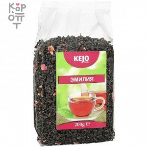 KEJO FOODs - Ароматизированный черный чай с кусочками фруктов. "Земляника ароматная" мягкая упаковка 200гр.