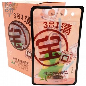 Напиток Qingkoubao 3в1, лимонный напиток Черный чай со льдом, с джемом, семенами Чиа и Лимоном 1 шт.