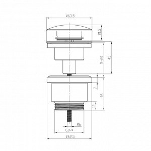 LM8500BL Клапан донный универсальный Click/Clack 1 ?, черный