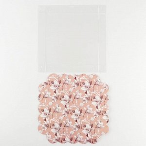 Коробка для кондитерских изделий с PVC крышкой «Цветы», 18 x 18 x 3 см