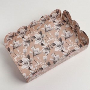Коробка для кондитерских изделий с PVC крышкой «Цветы», 20 x 30 x 8 см