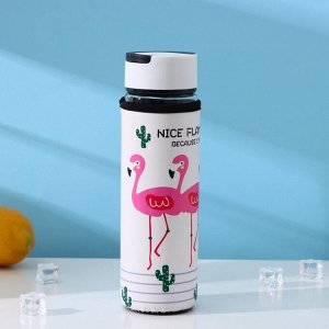 Бутылка с ручкой «Фламинго», 500 мл, h=23,5 см, рисунок МИКС