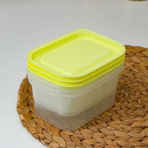Набор контейнеров пищевых 3шт 0,75; 0,5;0,5л с паровып прямоуг, цвет МИКС