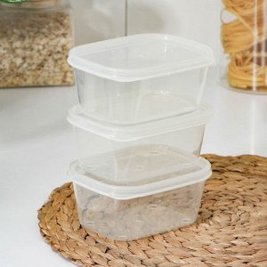 Набор контейнеров пищевых 3шт 0,5л прямоуг, прозрачный