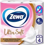Zewa Туалетная бумага Эксклюзив УЛЬТРА СОФТ 4-х сл 4 шт Зева
